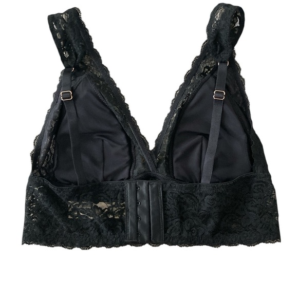 Dorina bralette medium black lace padded triangle cups hook eye clousure - Picture 2 of 5